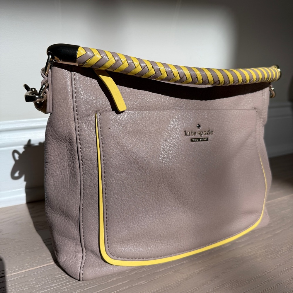 Kate Spade Taupe and Yellow Shoulder Bag